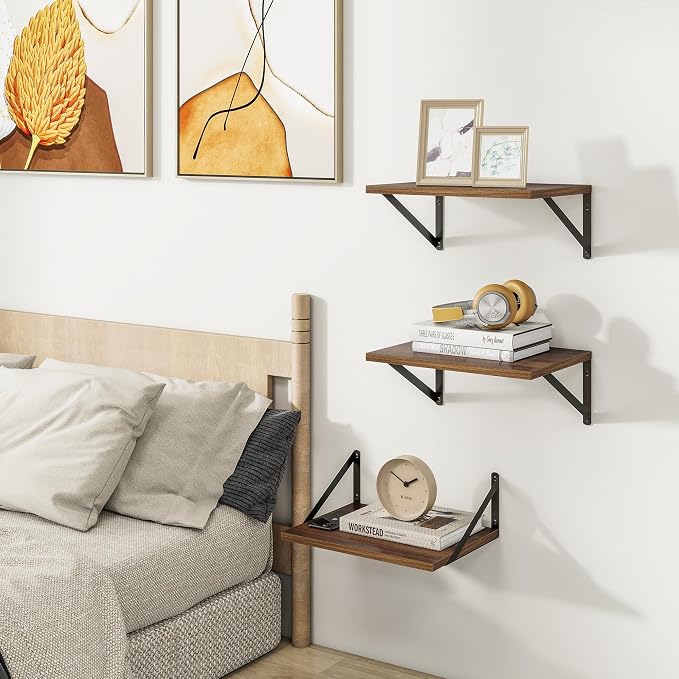 Heimlove Deep Floating Shelves for Wall, 12 Inch Deep Floating Shelves Set of 3 - Image 2