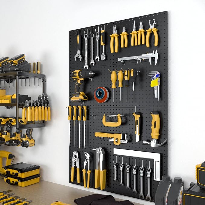 Spampur Peg Board, 8 Pack Metal Pegboard Panels Black Pegboards Wall Organizer - Image 2