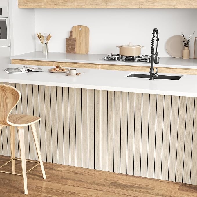 VEELIKE Coastal Oak Wood Slat Wall Panels Peel and Stick Wood Panels - Image 6