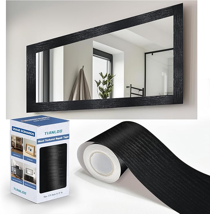 TIANLDD 27 FT Wood Grain Wallpaper Border, Removable Waterproof Mirror Border by TIANLDD