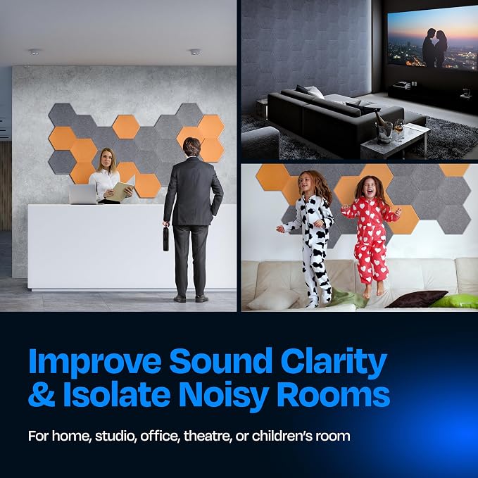 Acoustic Panels 12-Pack Soundproof Wall Panels 14"X12.1"X0.4" Sound Panels High - Image 4