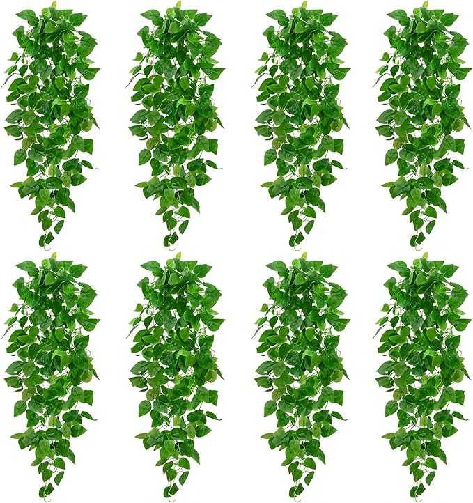 BLEUM CADE 8Pcs Fake Hanging Plants, 9 Branch Artificial Hanging Plant by BLEUMCADE