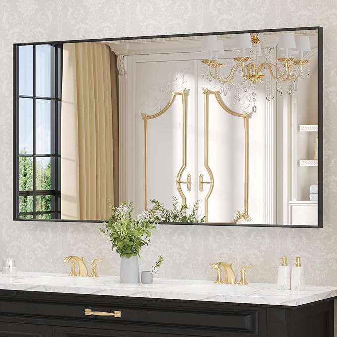 LOAAO Black Bathroom Mirror 50"X30" - Image 3