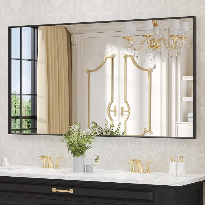 LOAAO Black Bathroom Mirror 55"X30" - Image 3
