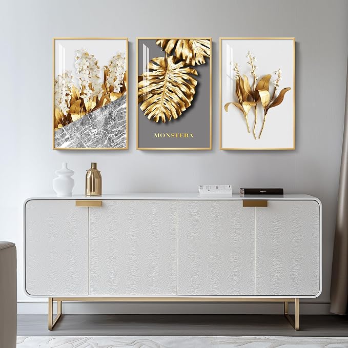 Framed Modern Luxury Large Gold Wall Art - Image 4