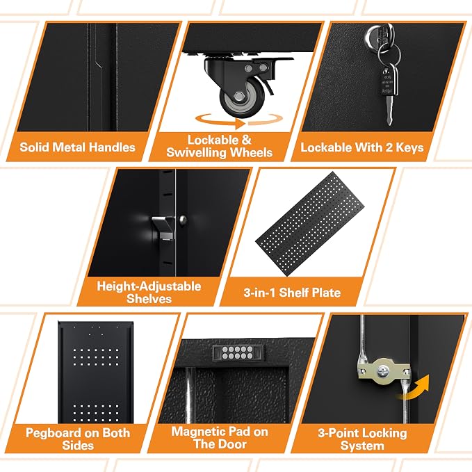 71" H Metal Tool Storage Cabinet - Image 4