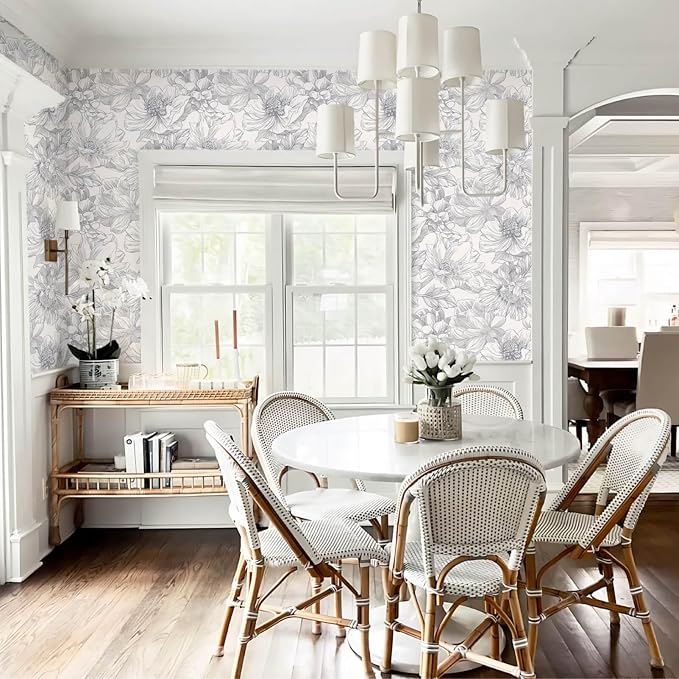 Ismoon Vintage Floral Wallpaper Peel and Stick Beige and Gray Contact Paper - Image 8