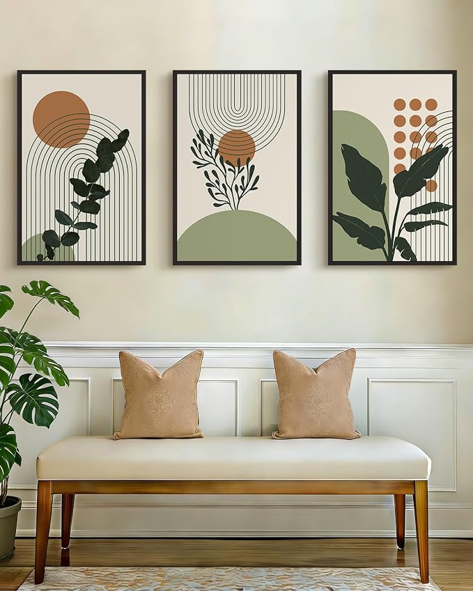 PHOPAGO Boho Plant Wall Art Green Botanical Bohemain Framed Wall Printing - Image 7