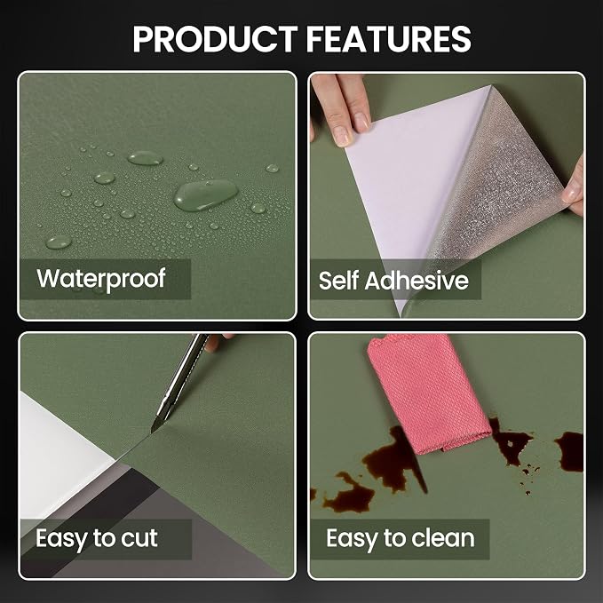 Green Peel and Stick Wallpaper 118.1''x17.7'' Green Contact Paper - Image 8