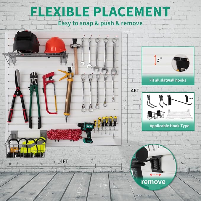 FRAYSCENT Slat Wall Paneling Garage Slat Wall Storage Systems Slatwall Panels - Image 2