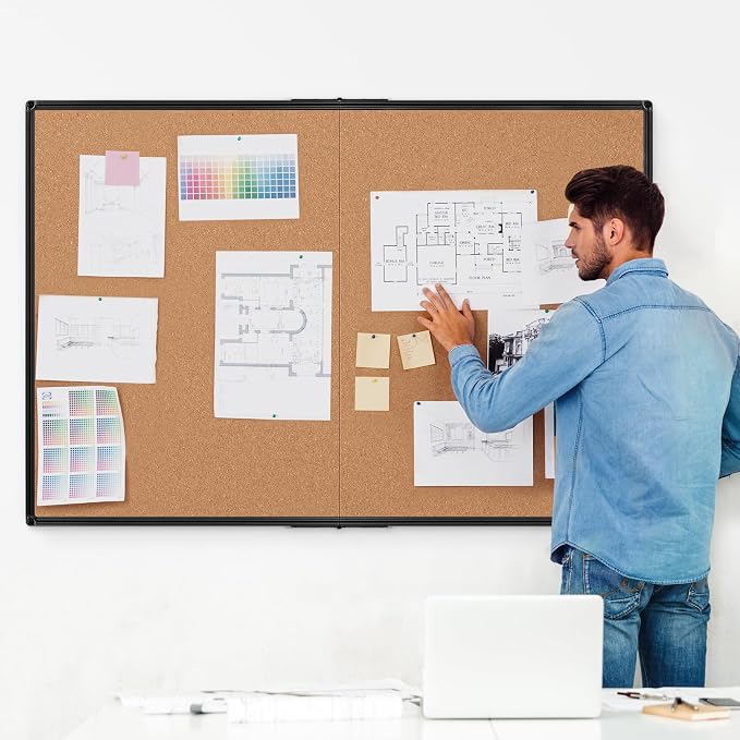 Extra Large Cork Bulletin Board 60" X 48", Foldable Notice Pin Board - Image 2