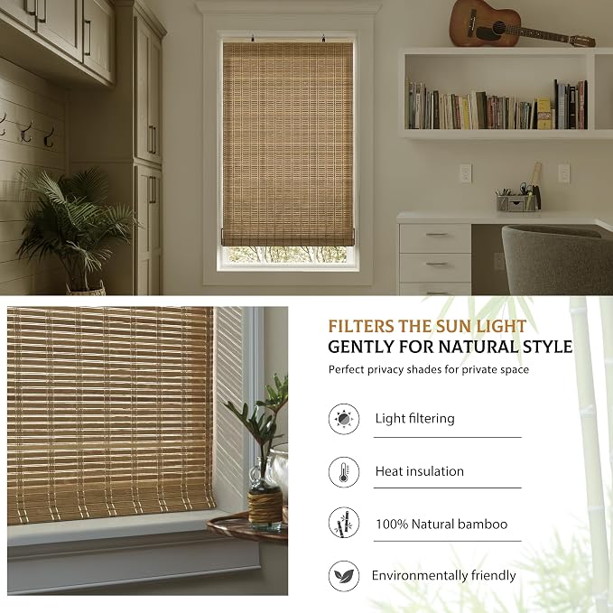 LazBlinds Cordless Bamboo Blinds, Roll Up Shades - Image 4