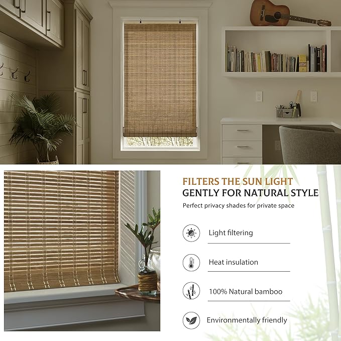 LazBlinds Cordless Bamboo Blinds, Roll Up Shades - Image 4