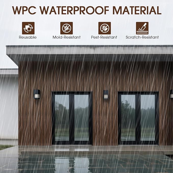 WPC Slat Wall Panels 16 Pack 48" x 6.6", Waterproof Fluted Wall Paneling - Image 3