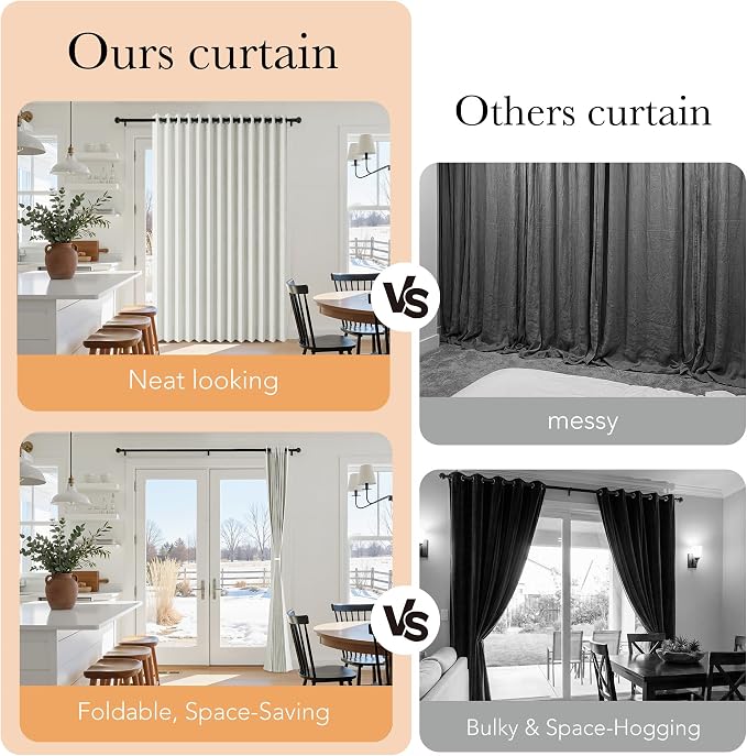 RYB HOME Accordion Style Closet Curtain-100% Blackout Folding Accordion Curtain - Image 7