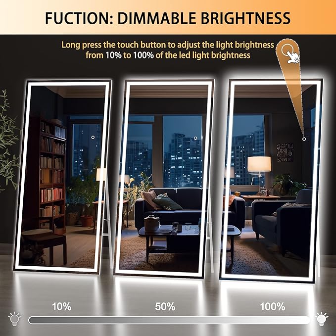 Hasipu Full Length Mirror with Lights, Full Body Dressing Hanging Mounted Mirror - Image 4