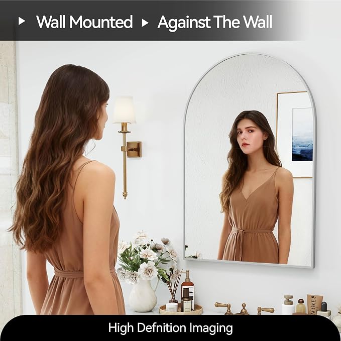 SCWF-GZ 24x36 Arch Mirror Square Full Length Wall Mounted Hanging or Against - Image 7