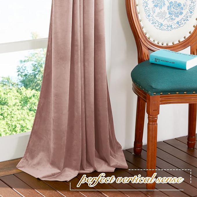 NICETOWN Dusty Pink Velvet Curtains and Drapes - Image 7