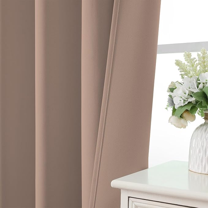 CUCRAF Khaki Blackout Curtains 96 inch Length 2 Panels Set, Rod Pocket Room - Image 6