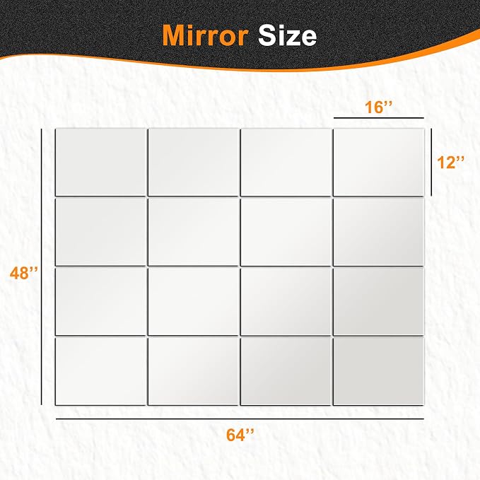Delma Home Gym Mirror Tiles, Large Square Workout Mirrors, Full Body Wall Mirror - Image 3