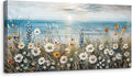 SERIMINO Coastal Landscape Wall Art Prints, Beach Daisy Large Canvas Prints by SERIMINO