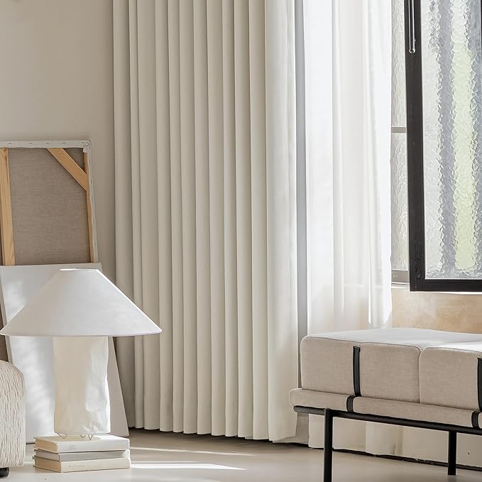 FMFUNCTEX 100% Beige Blackout Curtains - Image 5