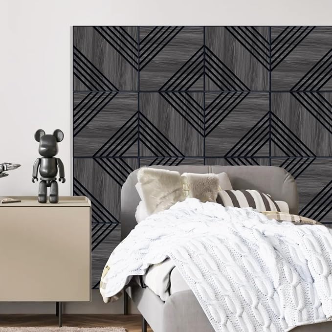 Mollywell Acoustic Panels, PVC Wood-Grain Decor, 12x12 Inch Carved Pattern - Image 8