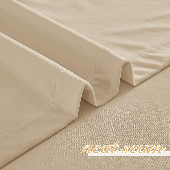 NICETOWN Beige Velvet Curtains 63 inches 2 Panels Set, Thermal Insulated Heavy - Image 6