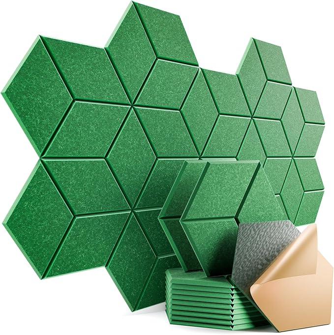 12 Pack Self-Adhesive Acoustic Panels 12" X 10" X 0.4" by Dailycooper