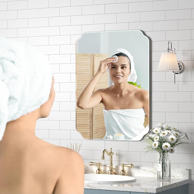 Bathroom Mirrors for Over Sink, Frameless Mirrors for Wall, 24x18 Inch Beveled - Image 4