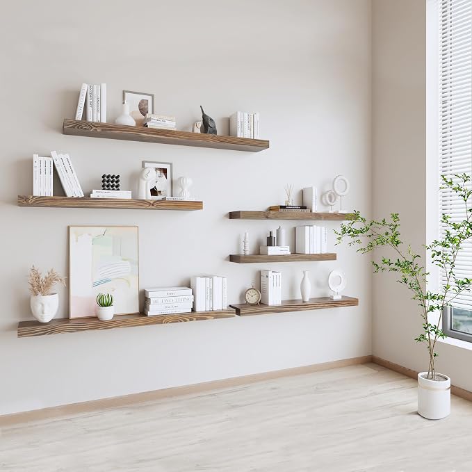 Floating Shelves 60 inch Long for Wall, Rustic Wood Wall Mounted Shelves for - Image 2