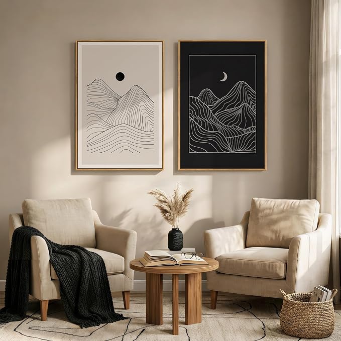 Large Framed Black and Beige Neutral Abstract Wall Art - Image 5
