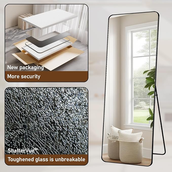 BEAUTYPEAK Black Full Length Mirror, Suitable - Image 3