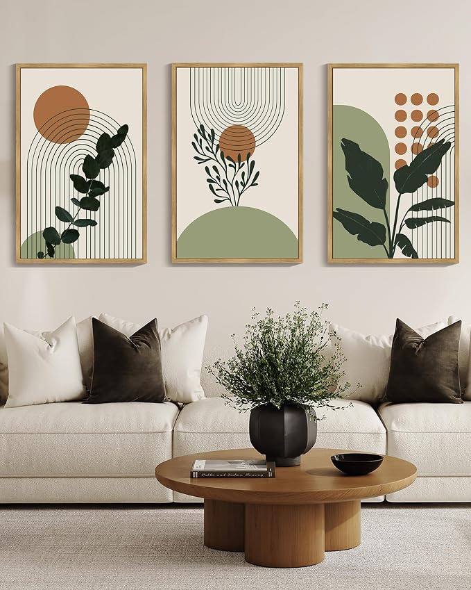 PHOPAGO Boho Plant Wall Art Green Botanical Bohemain Framed Wall Printing - Image 2