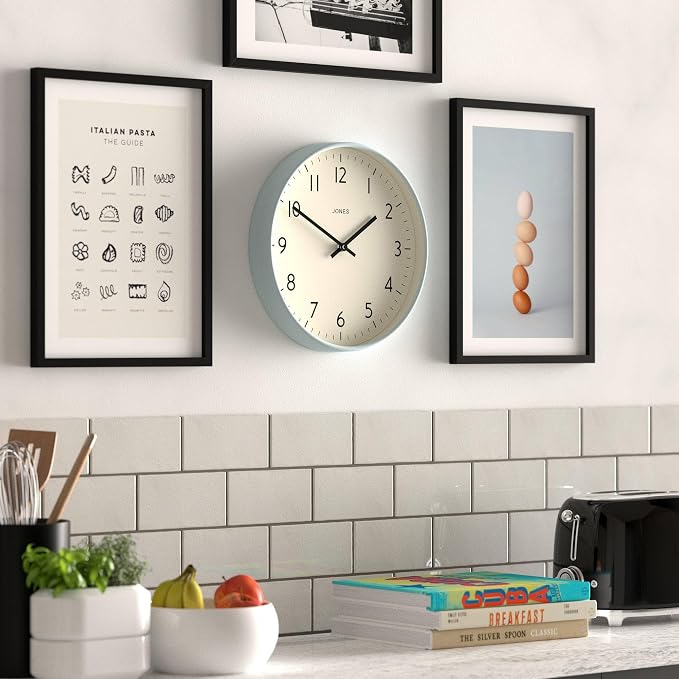 JONES CLOCKS® Studio wall Clock | Modern Round Style | 12 inch | Pale Blue | - Image 5