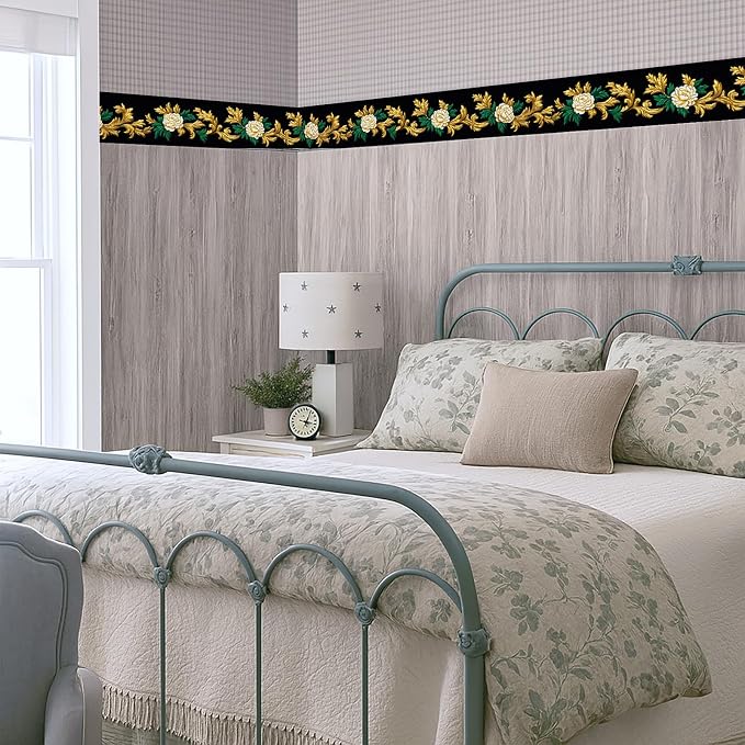 Baroque Floral Wallpaper Border 196x4 Inch Removable Wall Border Peel and Stick - Image 7