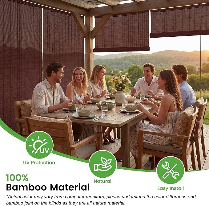 Bamboo Blinds, Custom Sizes Roller Shades - Image 4