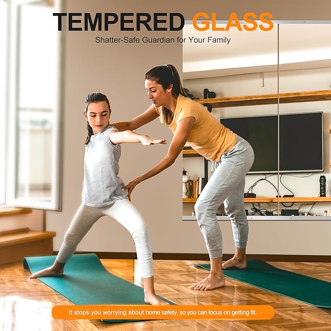 Delma Home Gym Mirror, Large Full Body Tempered Glass Frameless, Wall-Mounted - Image 3