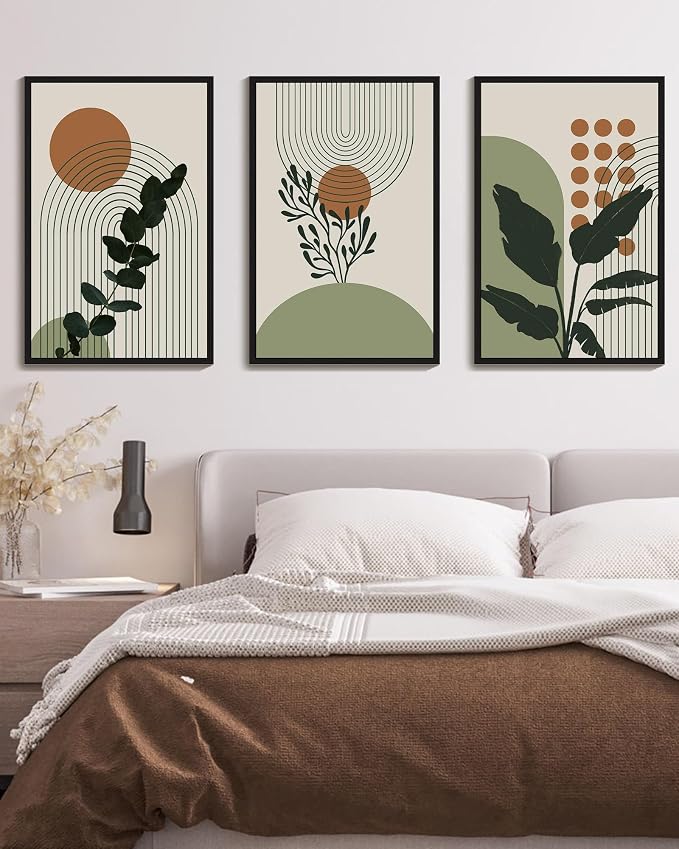 PHOPAGO Boho Plant Wall Art Green Botanical Bohemain Framed Wall Printing - Image 5