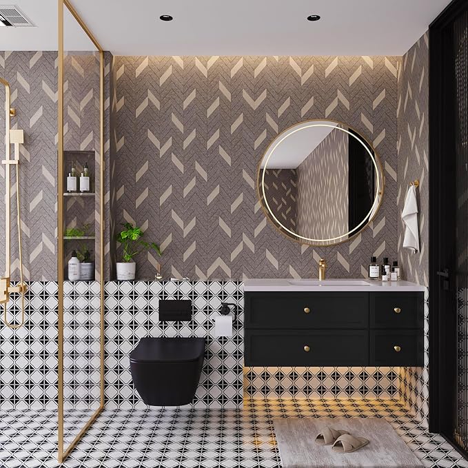 BOMENG Herringbone Peel & Stick Wallpaper - Image 7