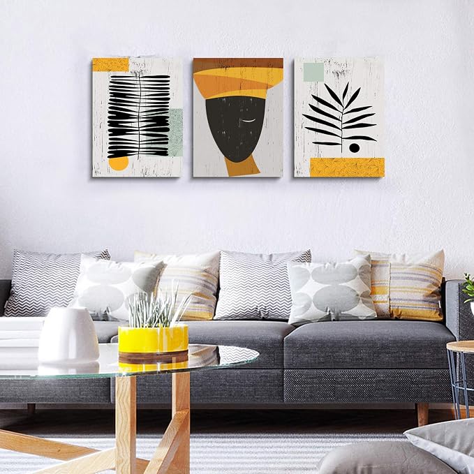 Framed Canvas Wall Art African Ethno Motive Wall Art Set, Abstract Ethno Art - Image 4
