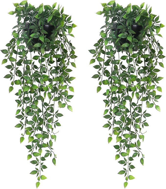 Artificial Hanging Plants, 2 Pack Fake Wall Plants, Faux Mandala Vines Potted by Season2Season