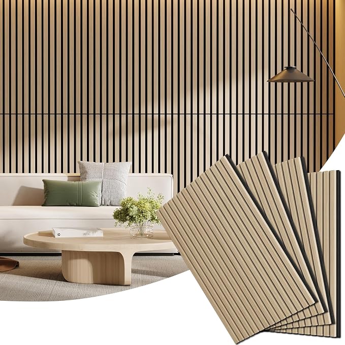 4 Pack Wood Panels for Wall, 47.24" x 23.81" Acoustic Wood Slat Wall Panel for by Vellorise
