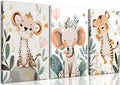 3 Pcs Safari Animals Nursery Canvas Wall Art Jungle Animals Cheetah Elephant by SXHANJXT