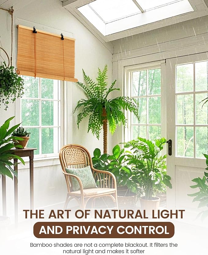 35" Wx64 H Bamboo Blinds Roller Shades - Image 7