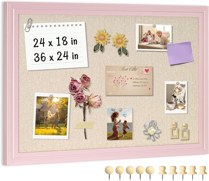 Large Cork Board with Linen, Picture Display Vision Board Corkboards by AMUSIGHT