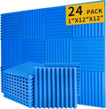 Blue Acoustic Panels 24 Pack 1 x 12x 12 Inches Sound Proof Foam by Saiqiang