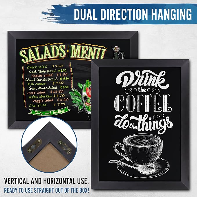 HBCY Creations 18" x 24" Rustic Black Solid Wood Frame Wall Chalkboard - Image 3