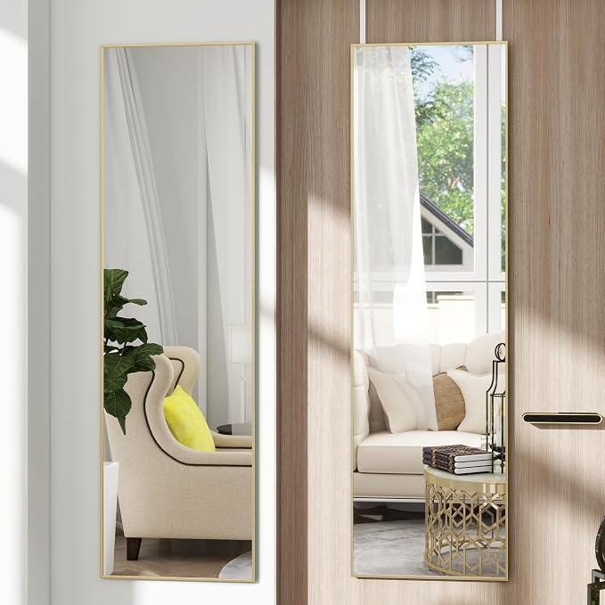 Full Length Door Mirror 14x48, Metal Frame by JAWGLOW
