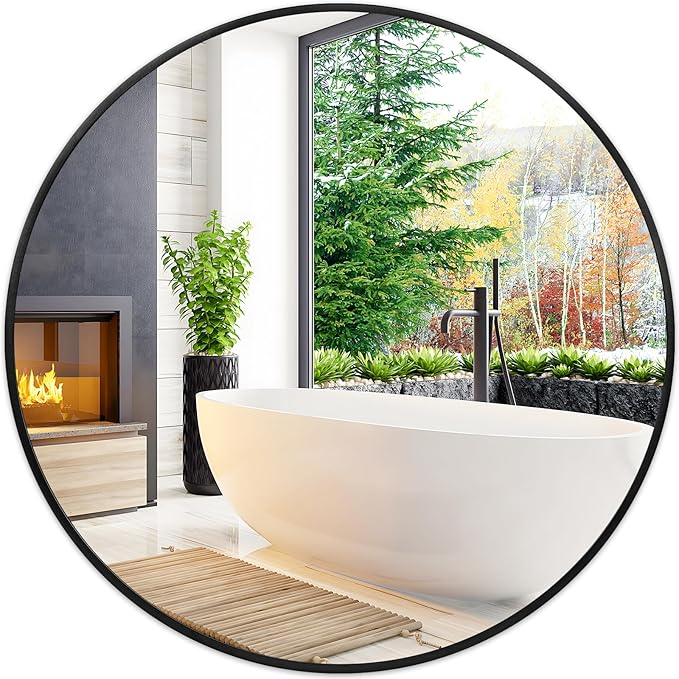 Fabuday Black Circle Mirror for Wall 22 inch by Fabuday
